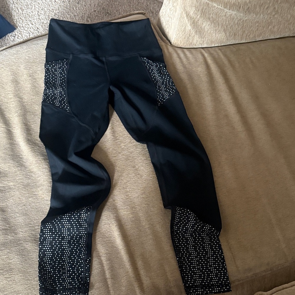 Black Leggings with Silver Accents